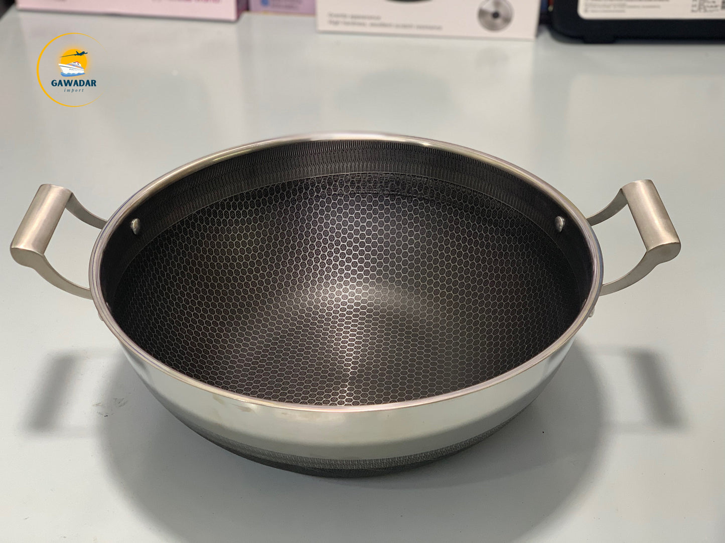 Laser Coated Honey Comb Pattern Deep/ Karahi /Handi