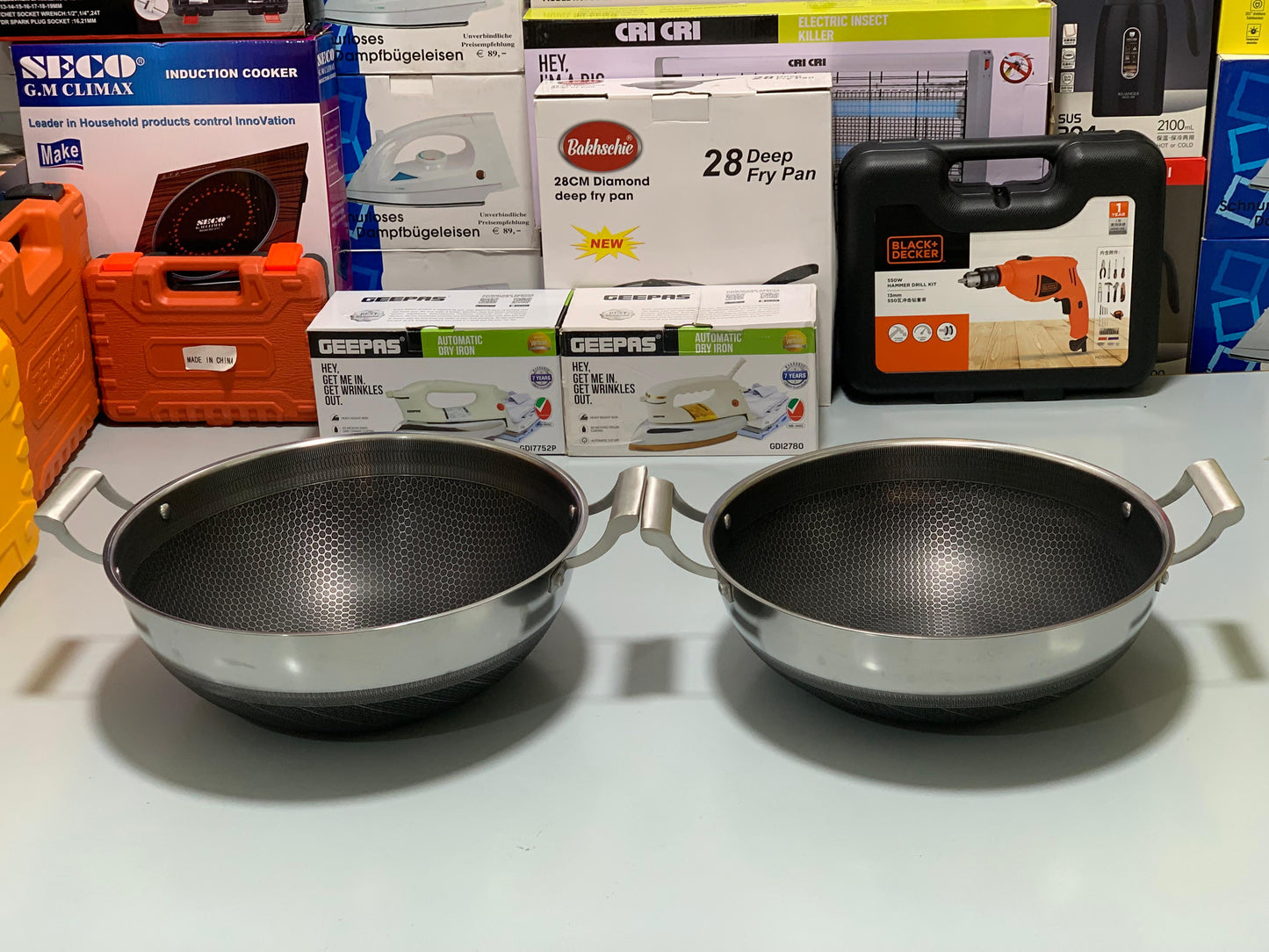 Laser Coated Honey Comb Pattern Deep/ Karahi /Handi